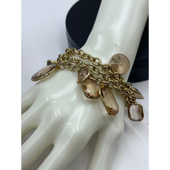 J. Crew Multi-shaped Topaz Faceted Rhinestone Cluster Dangle Bracelet - Picture 5 of 9